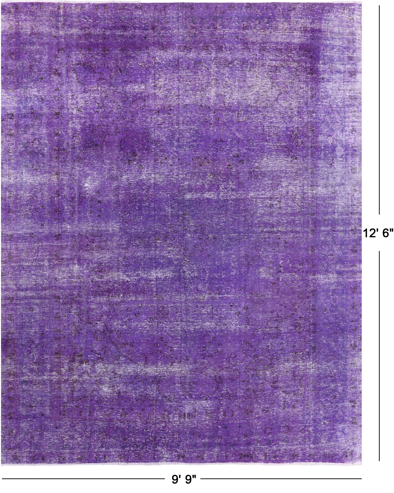 Purple Persian Overdyed Hand Knotted Wool Rug - 9' 9" X 12' 6" - Golden Nile