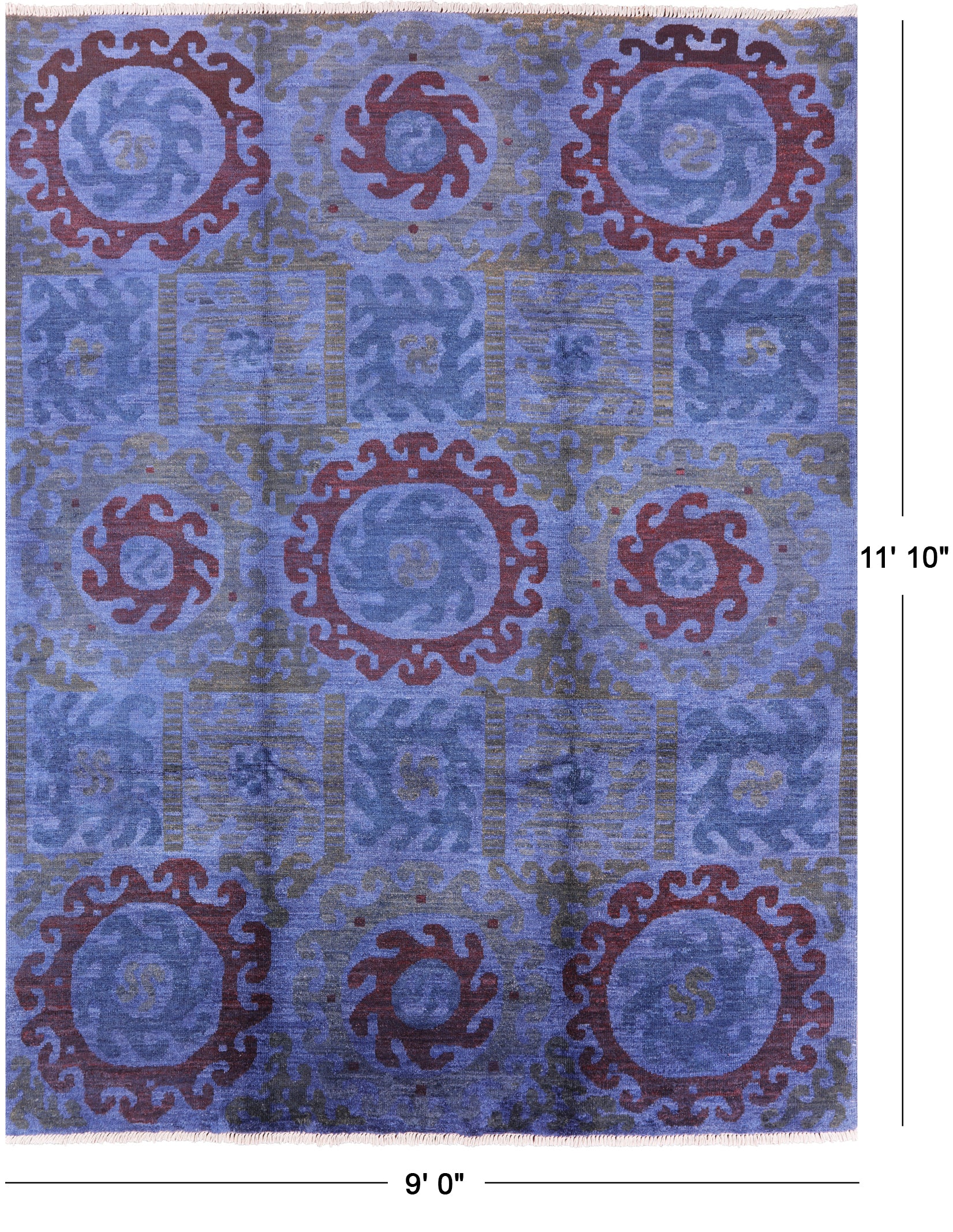 Ikat Handmade Wool Area Rug - 9' 0" X 11' 10" - Golden Nile