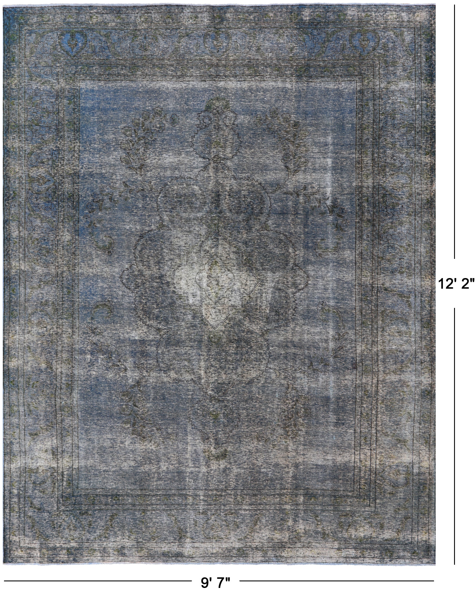 Persian Overdyed Hand-Knotted Wool Rug - 9' 7" X 12' 2" - Golden Nile