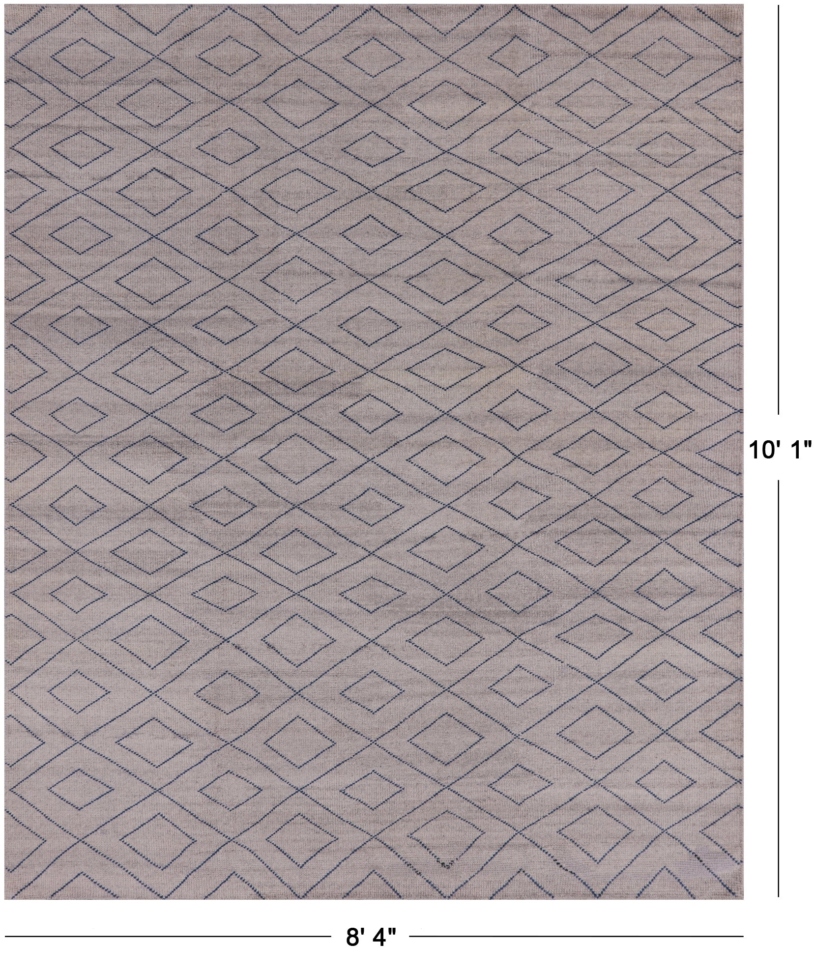 Ivory Moroccan Hand Knotted Wool Rug - 8' 4" X 10' 1" - Golden Nile