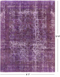 Purple Persian Overdyed Hand Knotted Wool Rug - 9' 7" X 12' 6" - Golden Nile