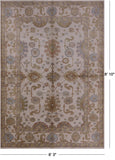 Ivory Turkish Oushak Hand Knotted Wool Rug - 6' 3" X 8' 10" - Golden Nile