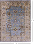 Blue Turkish Oushak Handmade Wool Rug - 9' 1" X 11' 10" - Golden Nile