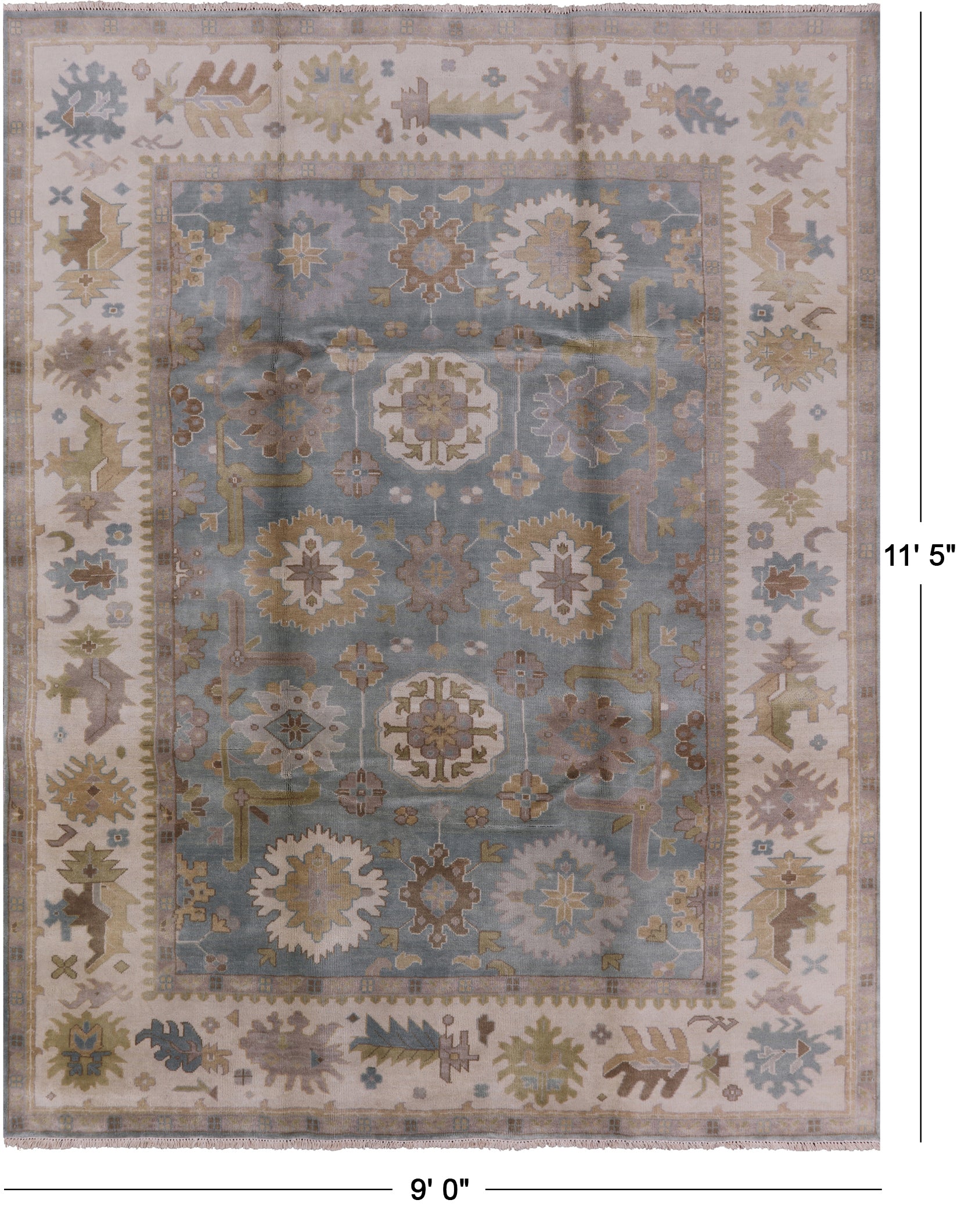Turkish Oushak Hand Knotted Wool Rug - 9' 0" X 11' 5" - Golden Nile