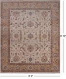 Ivory Peshawar Hand Knotted Rug - 8' 3" X 9' 10"
