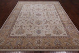 Ivory Peshawar Hand Knotted Rug - 8' 3" X 9' 10"