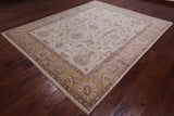 Ivory Peshawar Hand Knotted Rug - 8' 3" X 9' 10"