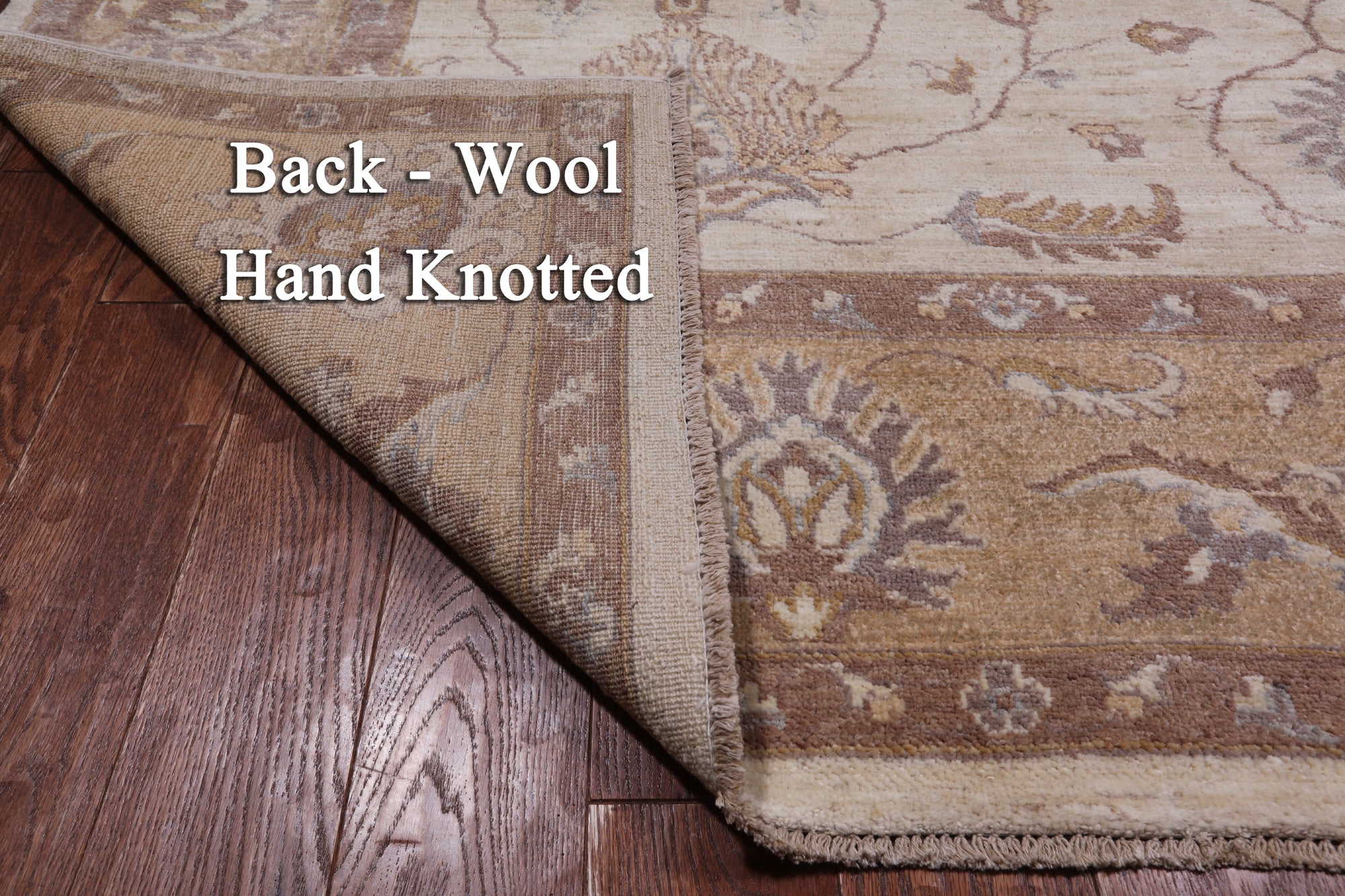 Ivory Peshawar Hand Knotted Rug - 8' 3" X 9' 10"