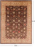 Brown Peshawar Handmade Wool Rug - 10' 0" x 13' 8" - Golden Nile