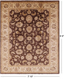 Brown Chobi Peshawar Hand Knotted Wool Rug - 7' 10" x 9' 6" - Golden Nile