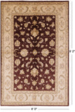 Brown Chobi Peshawar Hand Knotted Wool Area Rug - 6' 0" X 9' 2" - Golden Nile