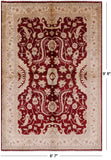 Red Chobi Peshawar Handmade Wool Area Rug - 6' 7" X 9' 8" - Golden Nile