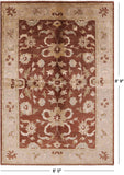 Brown Chobi Peshawar Hand Knotted Wool Area Rug - 6' 0" X 8' 9" - Golden Nile