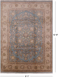 Blue Peshawar Handmade Wool Rug - 9' 1" X 12' 6" - Golden Nile