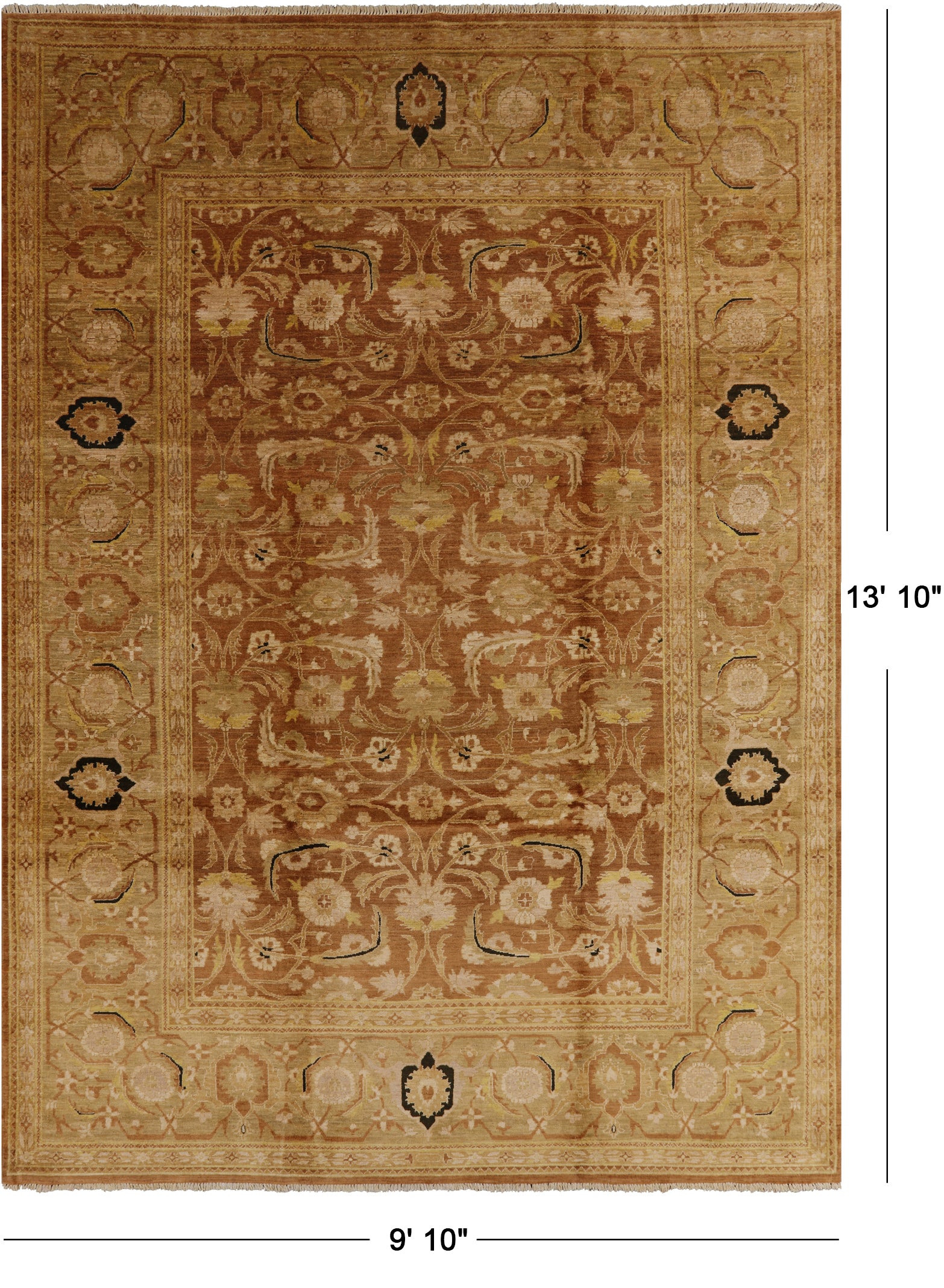 Super Serapi Hand Knotted Wool Rug - 9' 10" X 13' 10" - Golden Nile