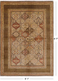Chobi Peshawar Handmade Wool Rug - 6' 1" X 8' 7" - Golden Nile