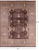 Brown Chobi Peshawar Handmade Wool Rug - 8' 1" X 10' 3" - Golden Nile