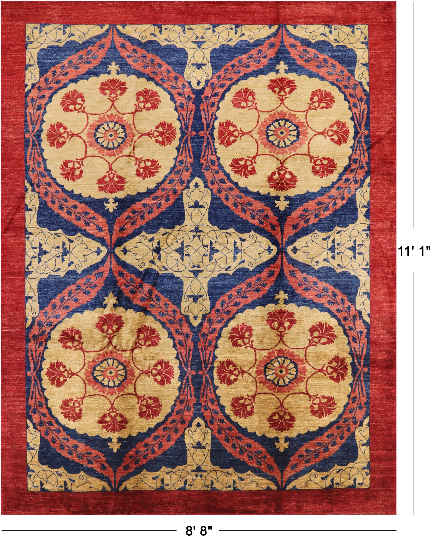 Peshawar Hand Knotted Wool Rug - 8' 8" X 11' 1" - Golden Nile