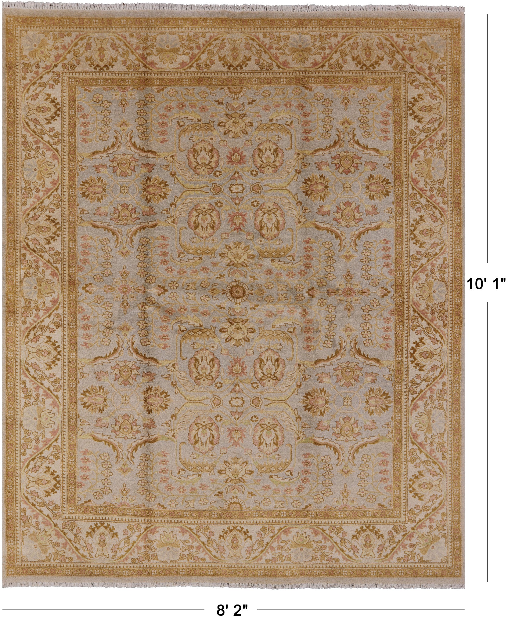 Chobi Peshawar Hand Knotted Wool Rug - 8' 2" X 10' 1" - Golden Nile