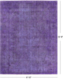 Purple Persian Overdyed Hand Knotted Wool Area Rug - 9' 10" X 12' 8" - Golden Nile