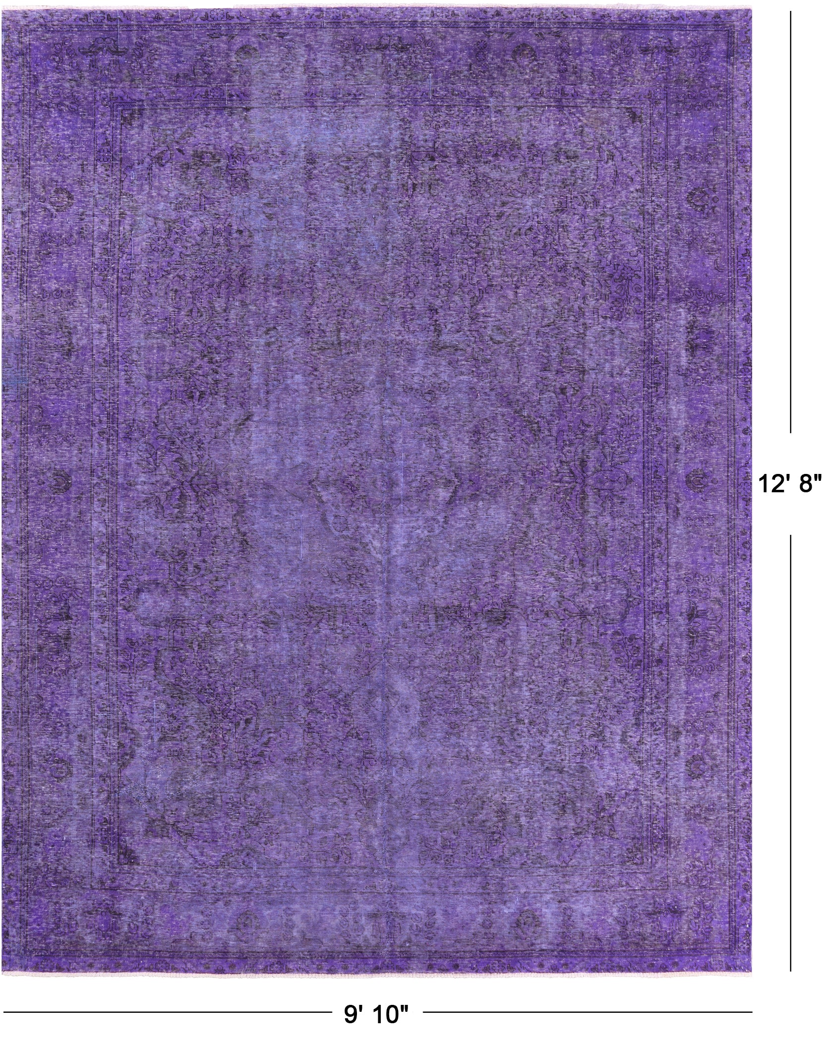 Purple Persian Overdyed Hand Knotted Wool Area Rug - 9' 10" X 12' 8" - Golden Nile