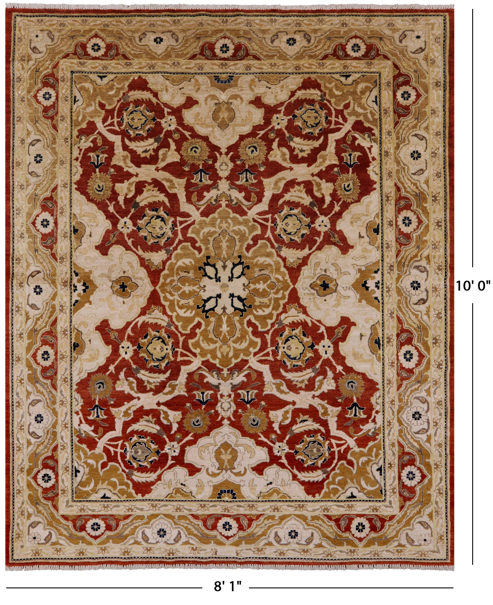Peshawar Handmade Wool Rug - 8' 1" X 10' 0" - Golden Nile