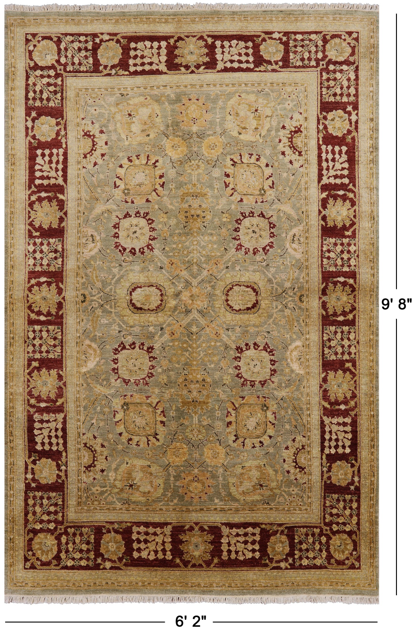 Peshawar Hand Knotted Wool Rug - 6' 2" X 9' 8" - Golden Nile