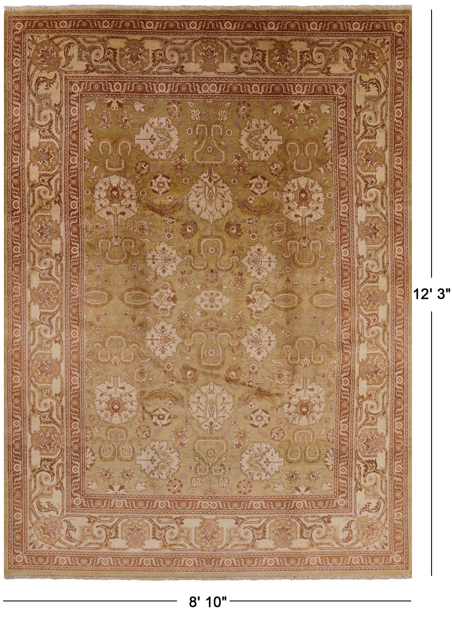 Traditional Peshawar Area Rug - 8' 10" X 12' 3" - Golden Nile