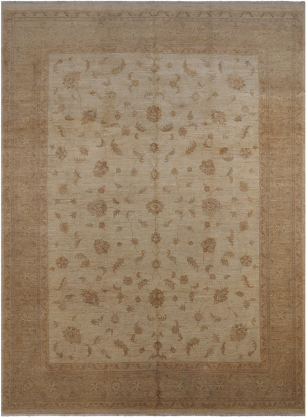 Ivory Chobi Peshawar Hand Knotted Rug - 8' 10" X 12' 3"