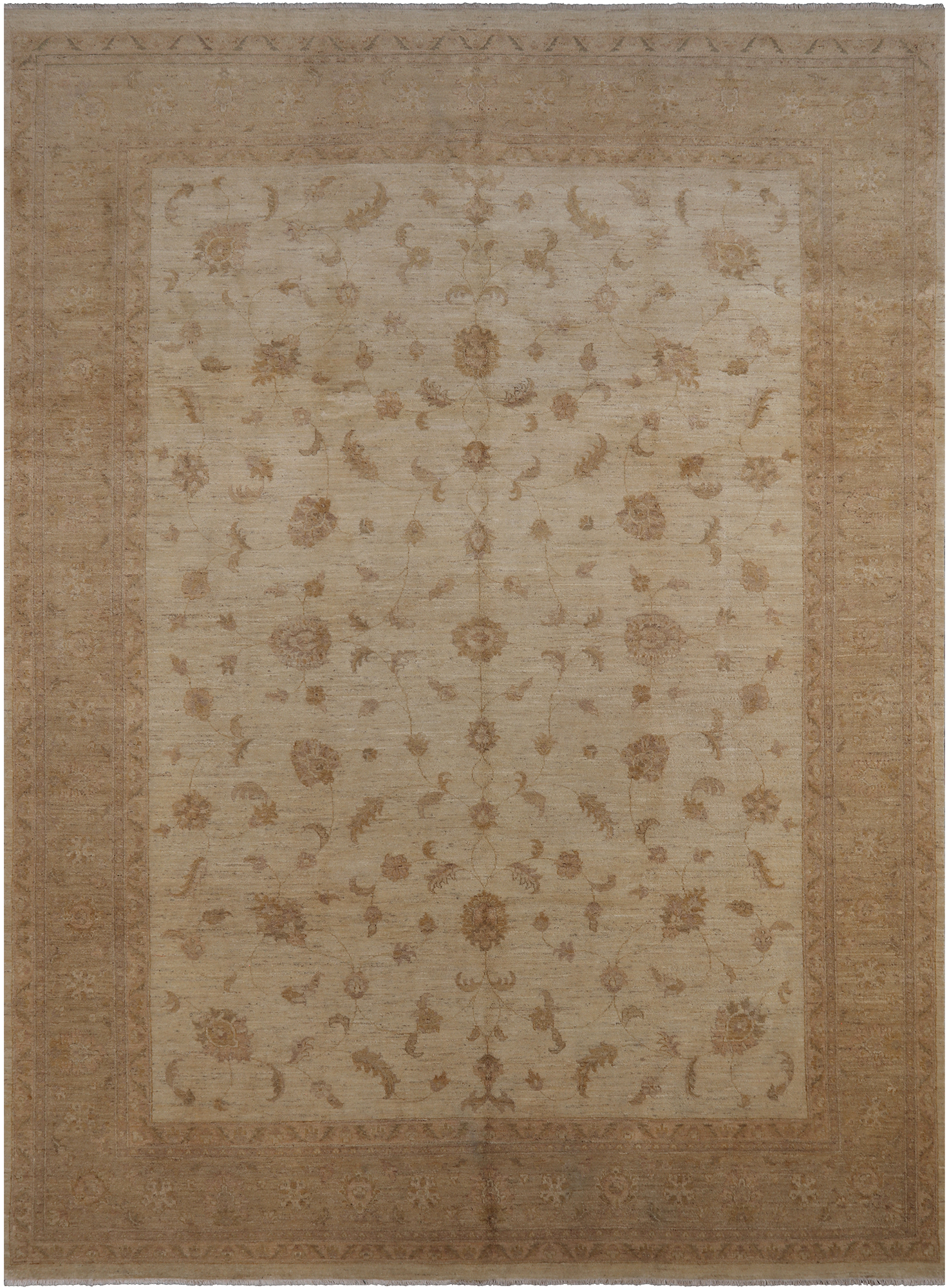 Ivory Chobi Peshawar Hand Knotted Rug - 8' 10" X 12' 3"