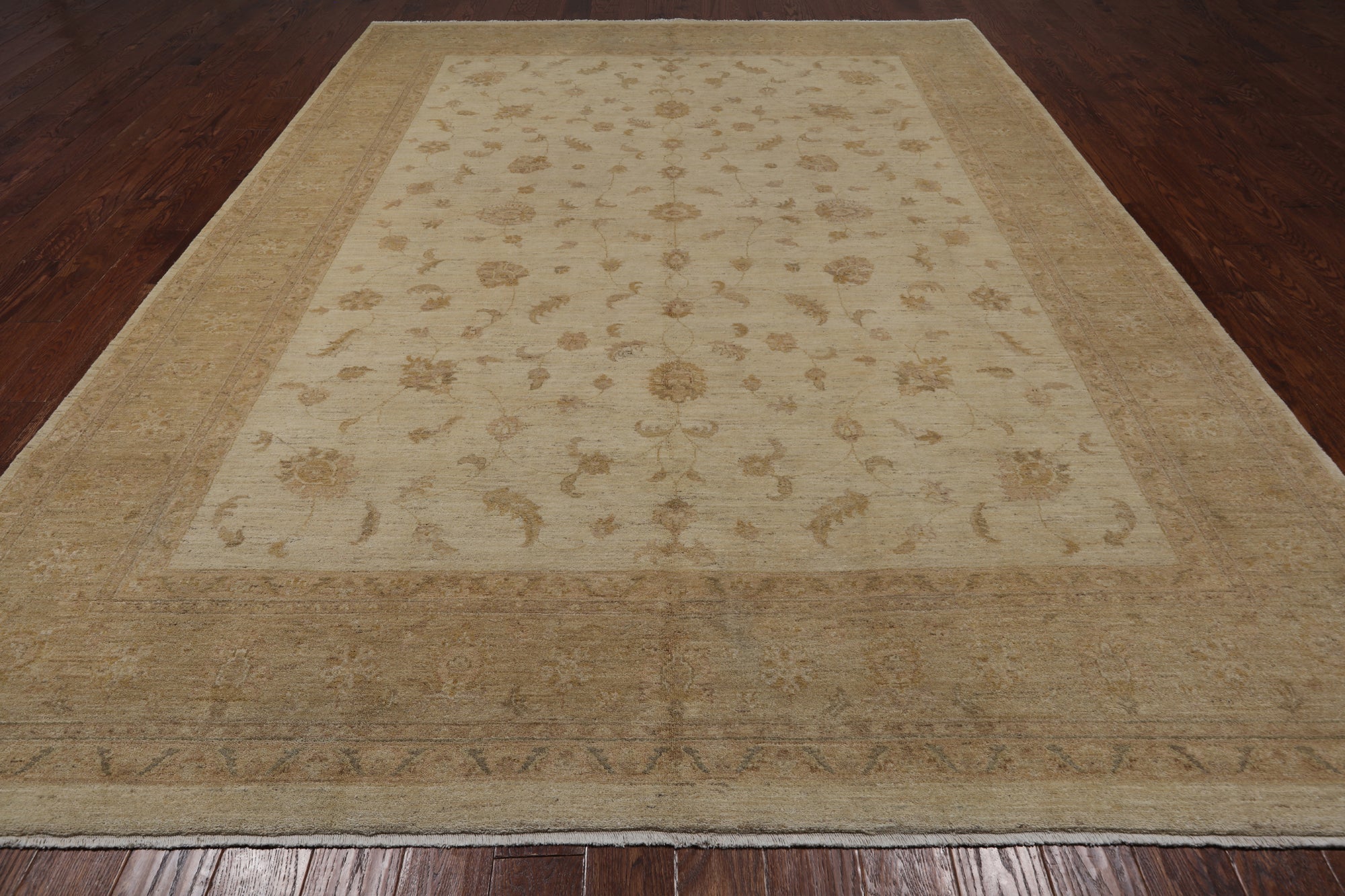 Ivory Chobi Peshawar Hand Knotted Rug - 8' 10" X 12' 3"