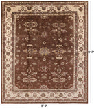Brown Peshawar Hand Knotted Wool Area Rug - 8' 0" X 9' 7" - Golden Nile
