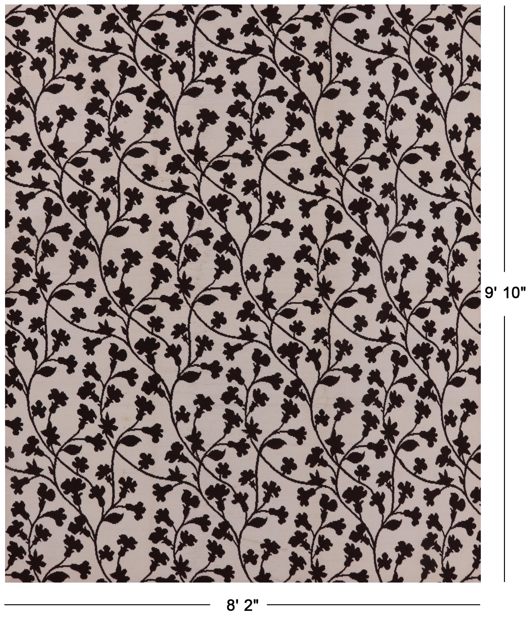 Ivory Floral Modern Handmade Wool Rug - 8' 2" X 9' 10" - Golden Nile