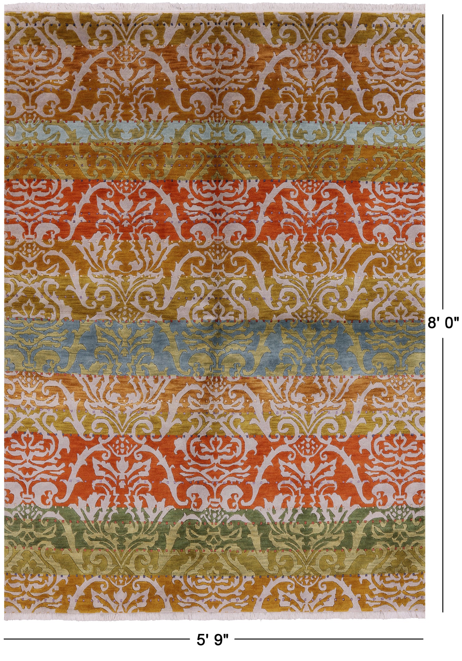 Modern Handmade Wool Area Rug - 5' 9" X 8' 0" - Golden Nile