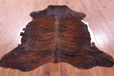 Brindle Natural Hair-On Cowhide Rug - 7' 1" X 6' 2" - Golden Nile