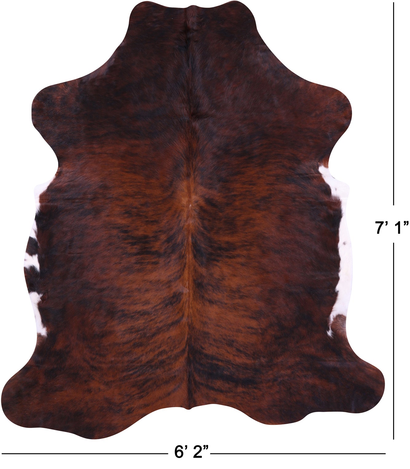 Brindle Natural Hair-On Cowhide Rug - 7' 1" X 6' 2" - Golden Nile