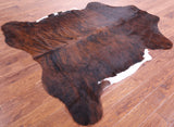 Brindle Natural Hair-On Cowhide Rug - 7' 1" X 6' 2" - Golden Nile