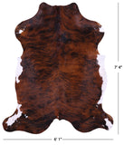 Brindle Natural Hair-On Cowhide Rug - 7' 4" X 6' 1" - Golden Nile
