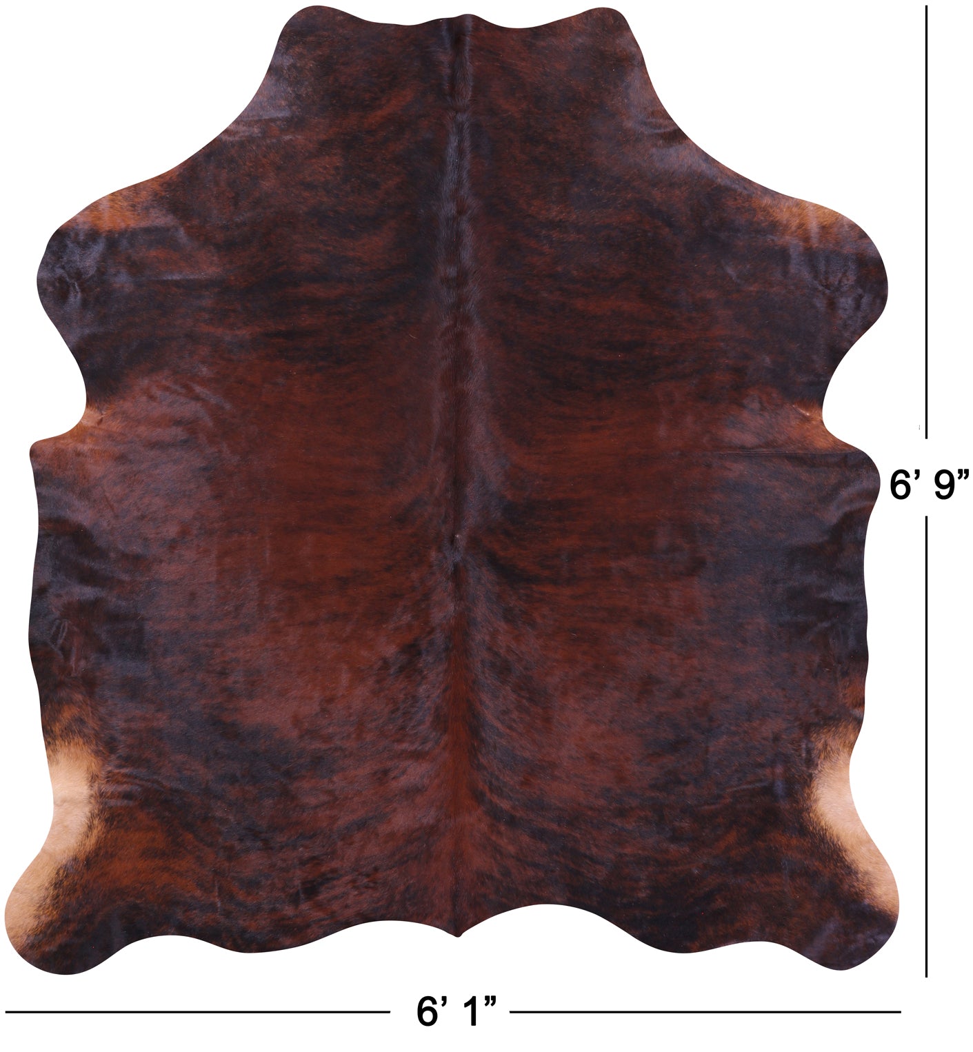 Brindle Natural Hair-On Cowhide Rug - 6' 9" X 6' 1" - Golden Nile