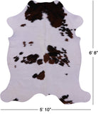 Brown & White Natural Hair-On Cowhide Rug - 6' 8" X 5' 10" - Golden Nile