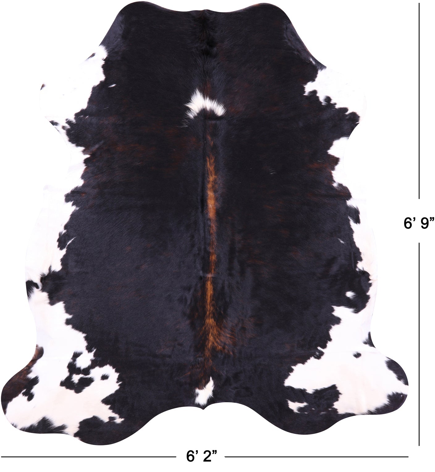 Tricolor Natural Hair-On Cowhide Rug - 6' 9" X 6' 2" - Golden Nile