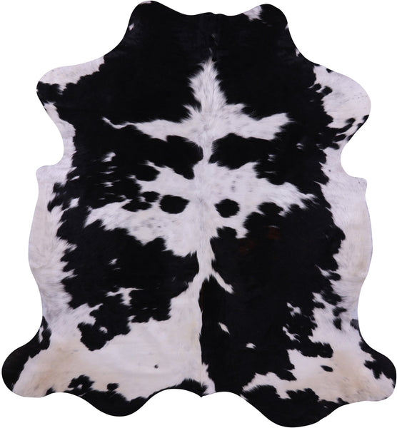 Black & White Natural Hair-On Cowhide Rug - 6' 9" X 6' 3" - Golden Nile