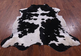 Black & White Natural Hair-On Cowhide Rug - 6' 9" X 6' 3" - Golden Nile