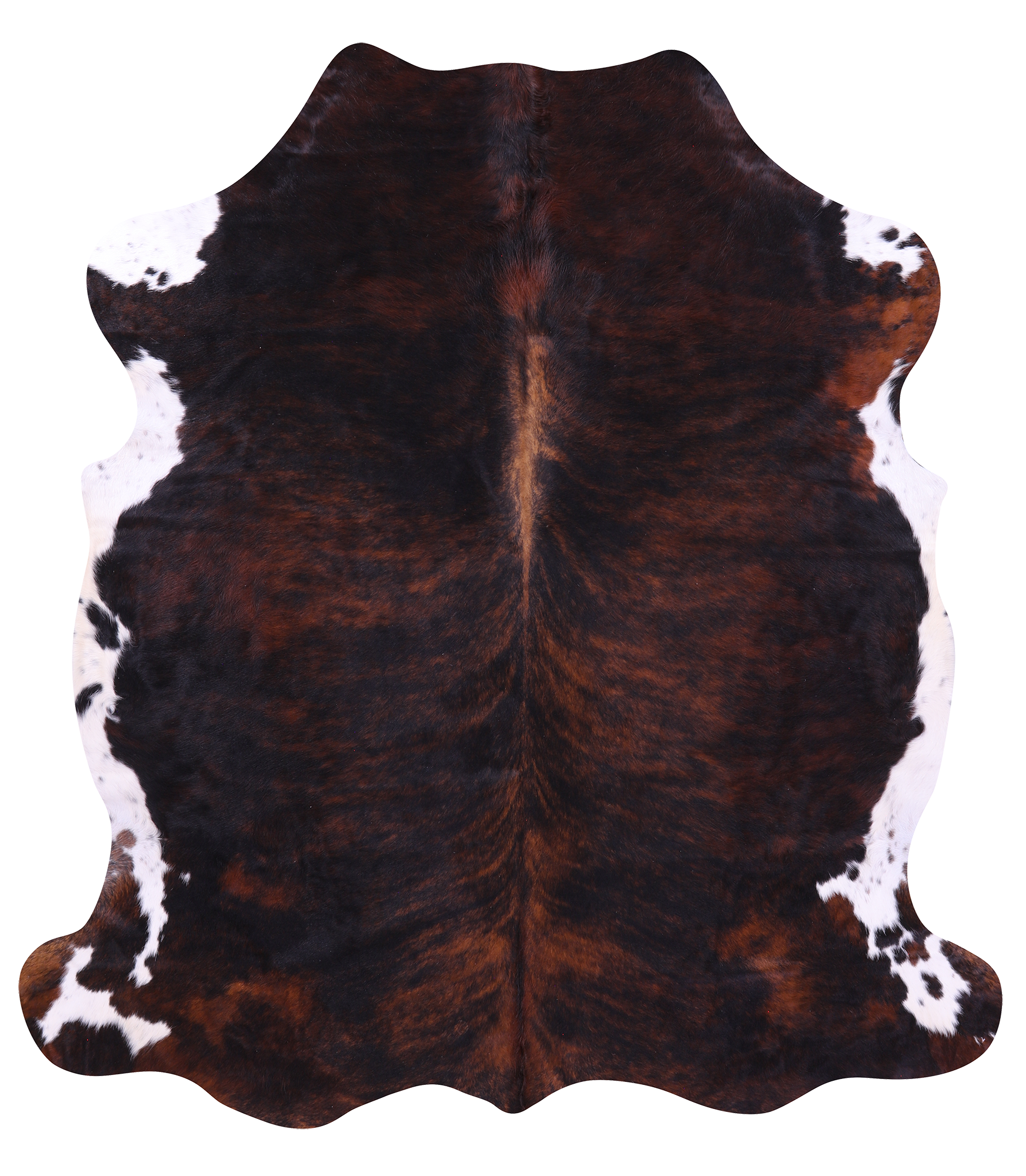 Tricolor Natural Hair-On Cowhide Rug - 6' 9" X 6' 0" - Golden Nile