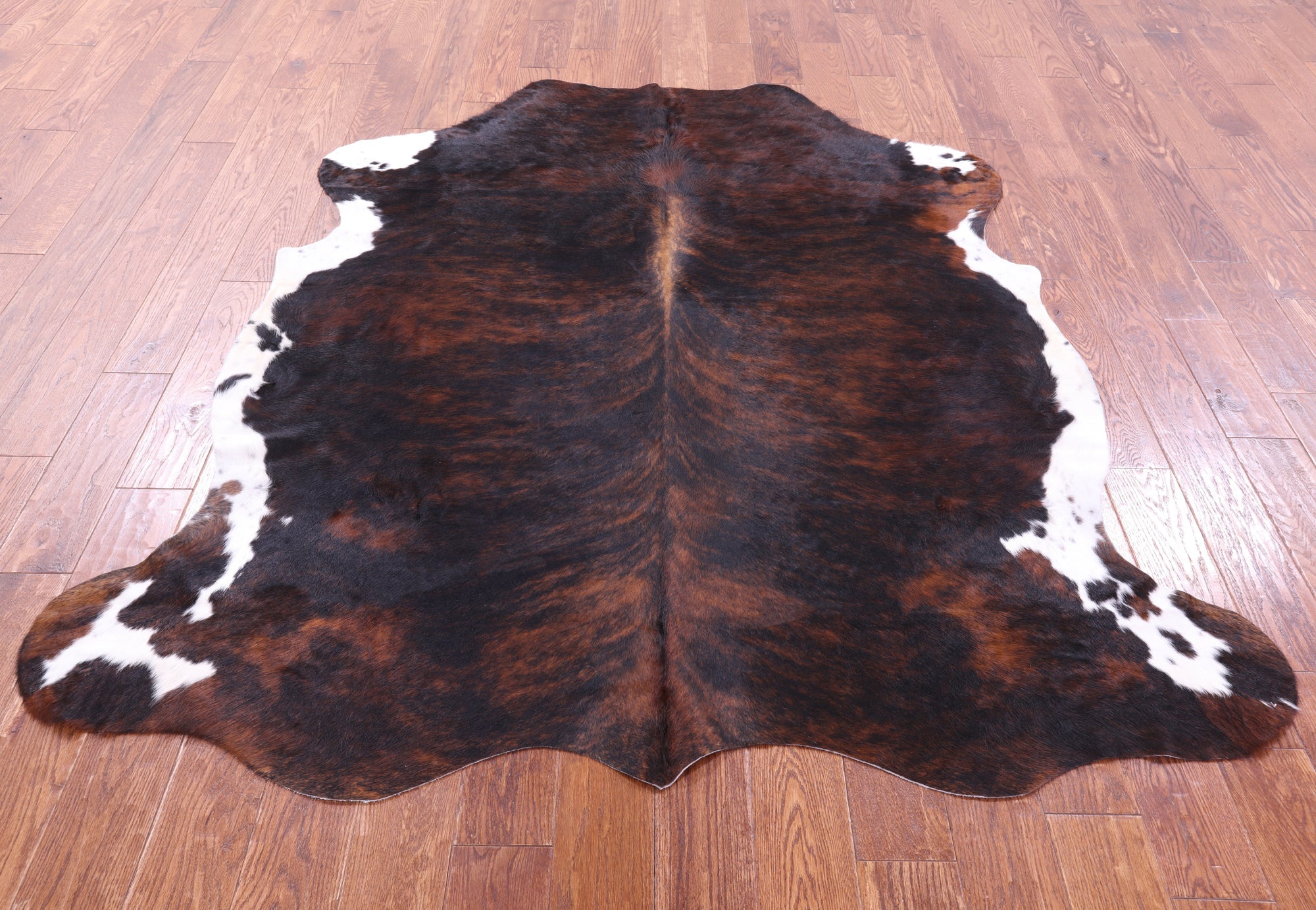 Tricolor Natural Hair-On Cowhide Rug - 6' 9" X 6' 0" - Golden Nile
