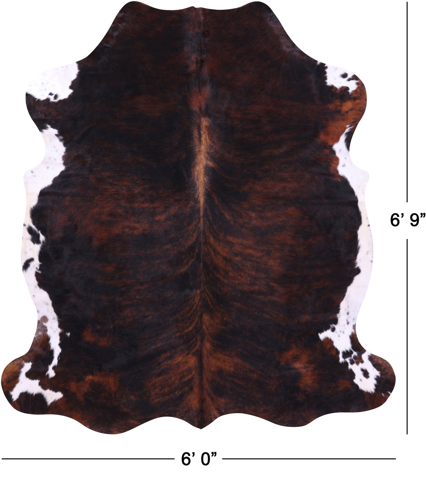 Tricolor Natural Hair-On Cowhide Rug - 6' 9" X 6' 0" - Golden Nile
