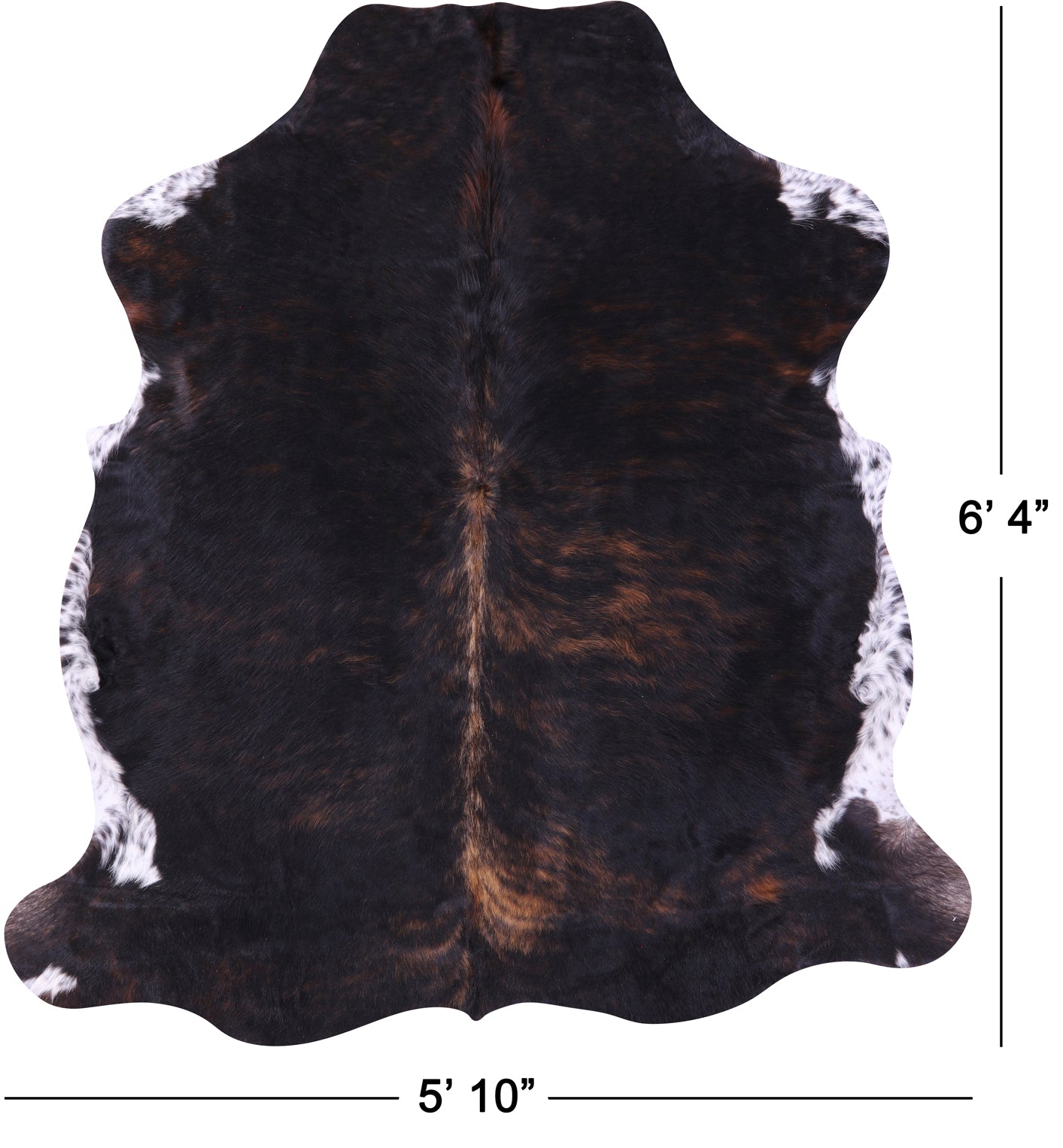 Tricolor Natural Hair-On Cowhide Rug - 6' 4" X 5' 10" - Golden Nile