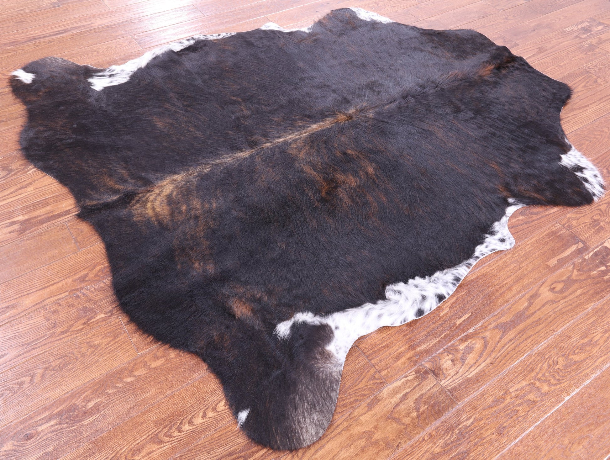Tricolor Natural Hair-On Cowhide Rug - 6' 4" X 5' 10" - Golden Nile