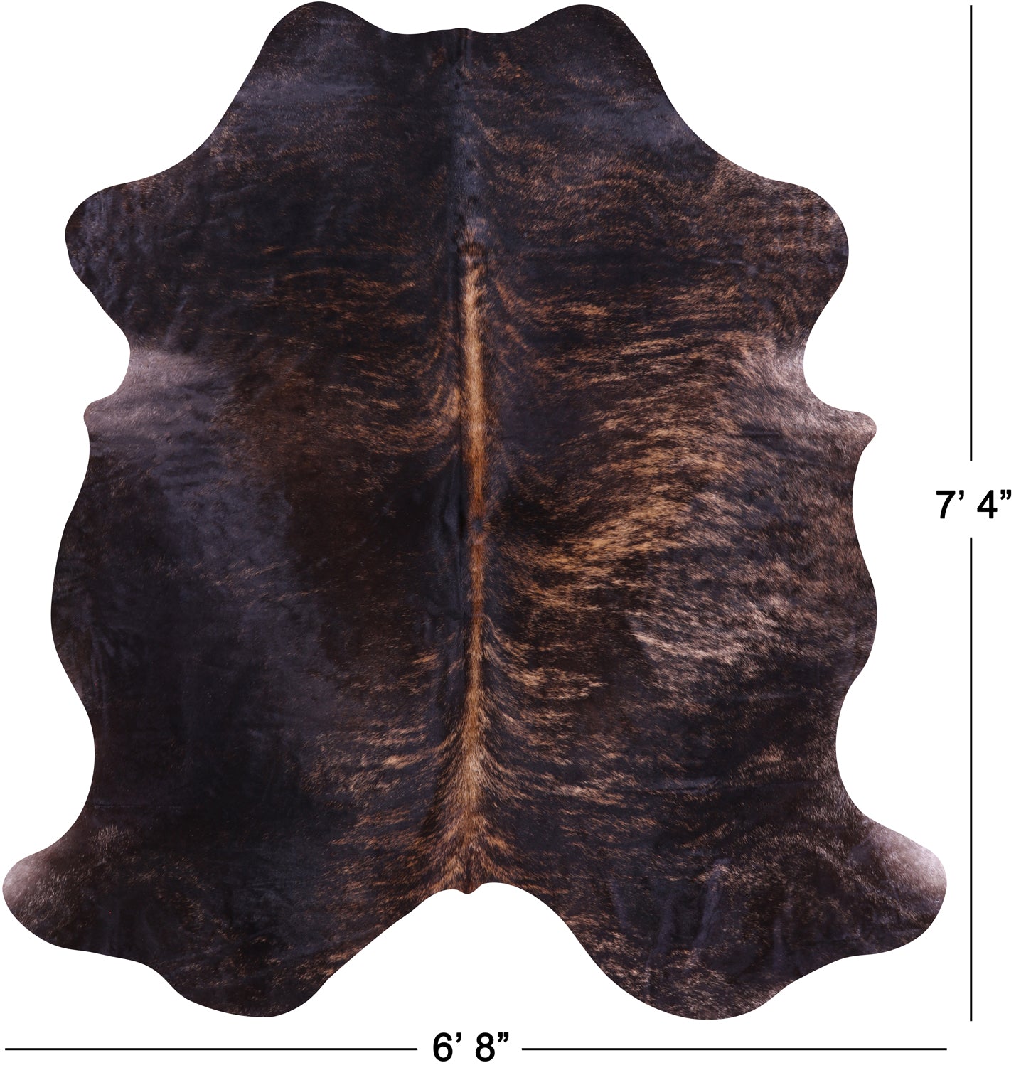Brindle Natural Hair-On Cowhide Rug - 7' 4" X 6' 8" - Golden Nile