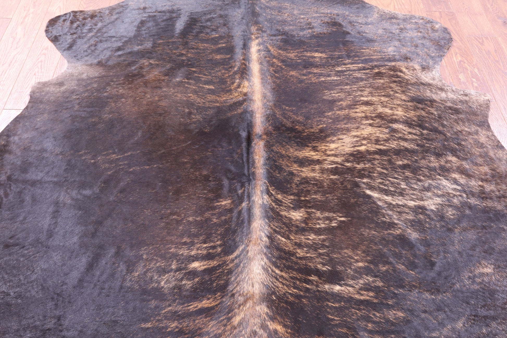 Brindle Natural Hair-On Cowhide Rug - 7' 4" X 6' 8" - Golden Nile